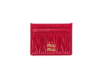 MIUMIU Matelasse Nappa Leather Card Holder "Red"