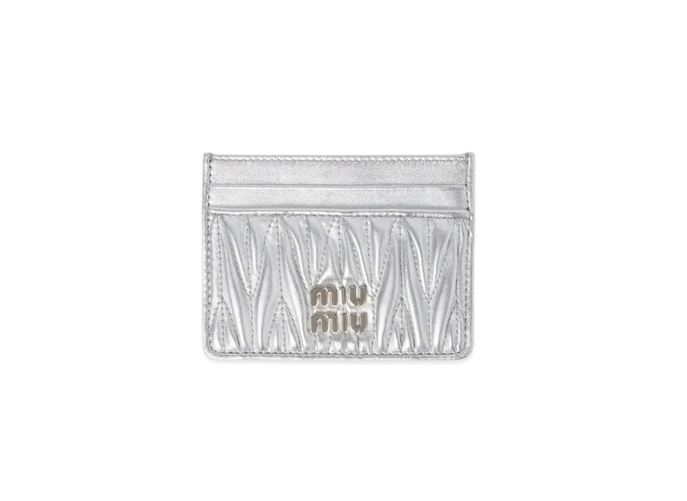 MIUMIU Matelasse Nappa Leather Card Holder "Silver"