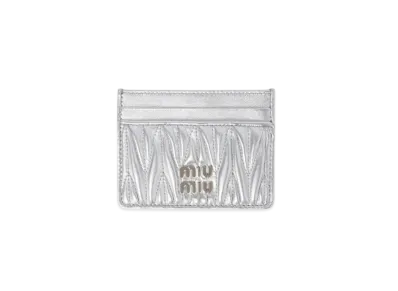 MIUMIU Matelasse Nappa Leather Card Holder "Silver"