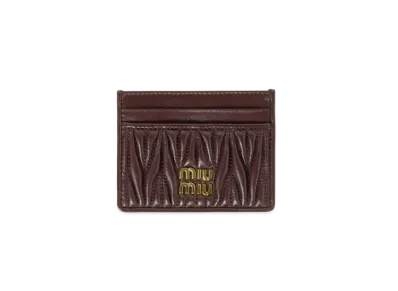 MIUMIU Matelasse Nappa Leather Card Holder "Brown"