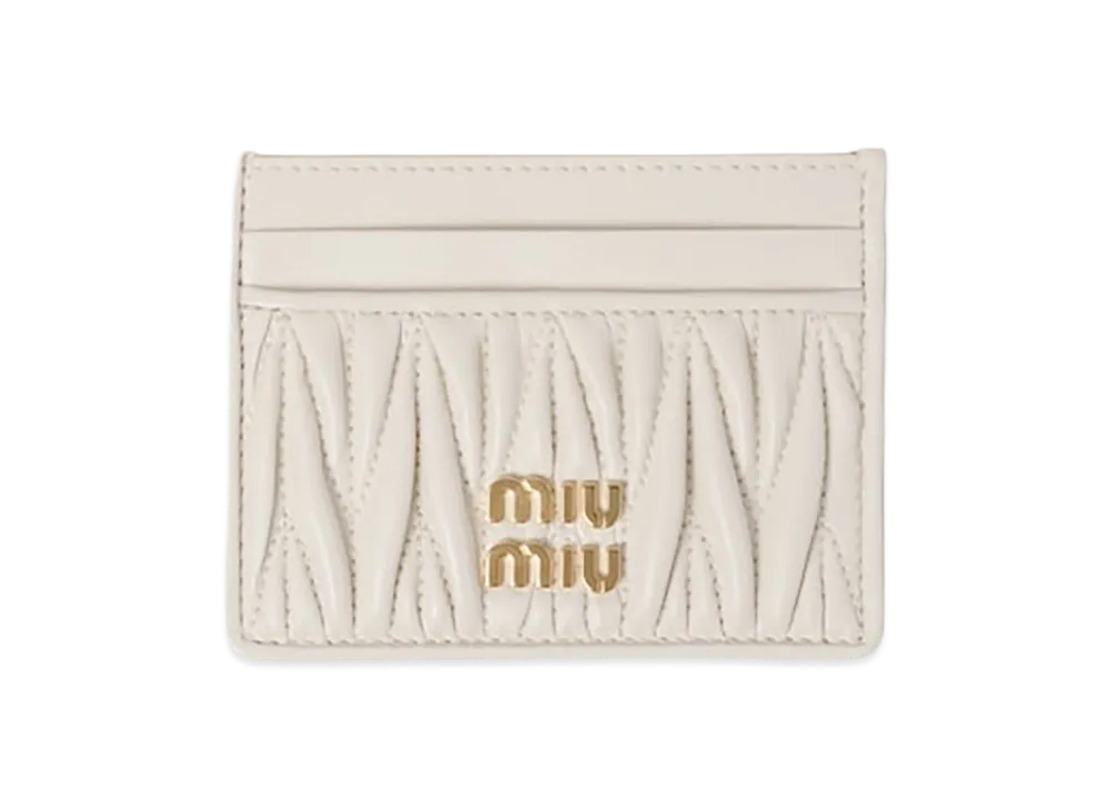MIU MIU Matelasse Leather Card Case "White"