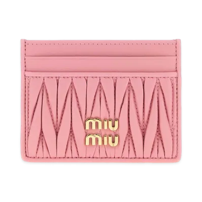 MIU MIU Women's Leather Card Holder "Rose/Pink"