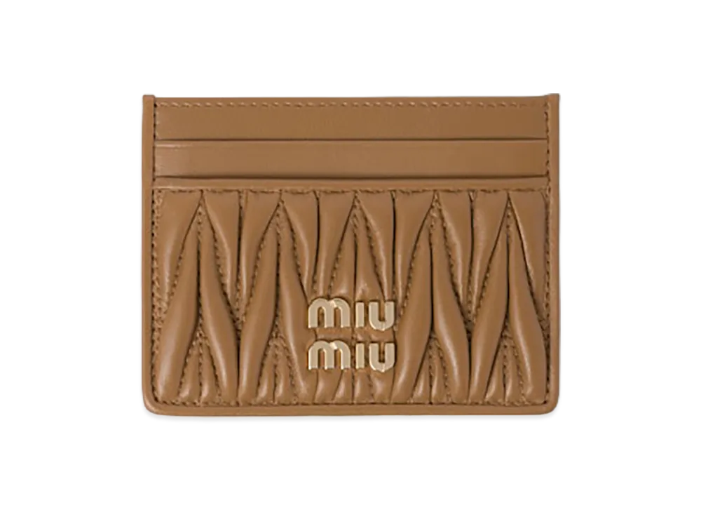MIU MIU Matelasse Leather Card Case "Caramel"