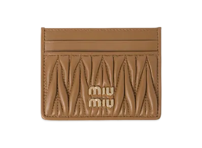 MIU MIU Matelasse Leather Card Case "Caramel"