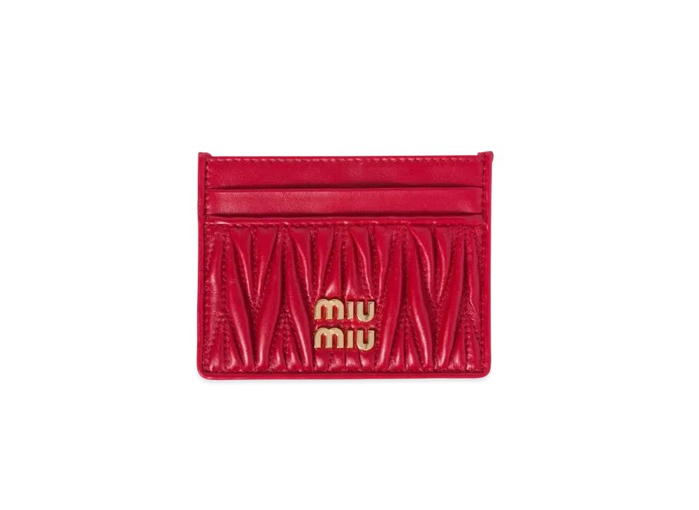 MIUMIU Matelasse Nappa Leather Card Holder "Red"