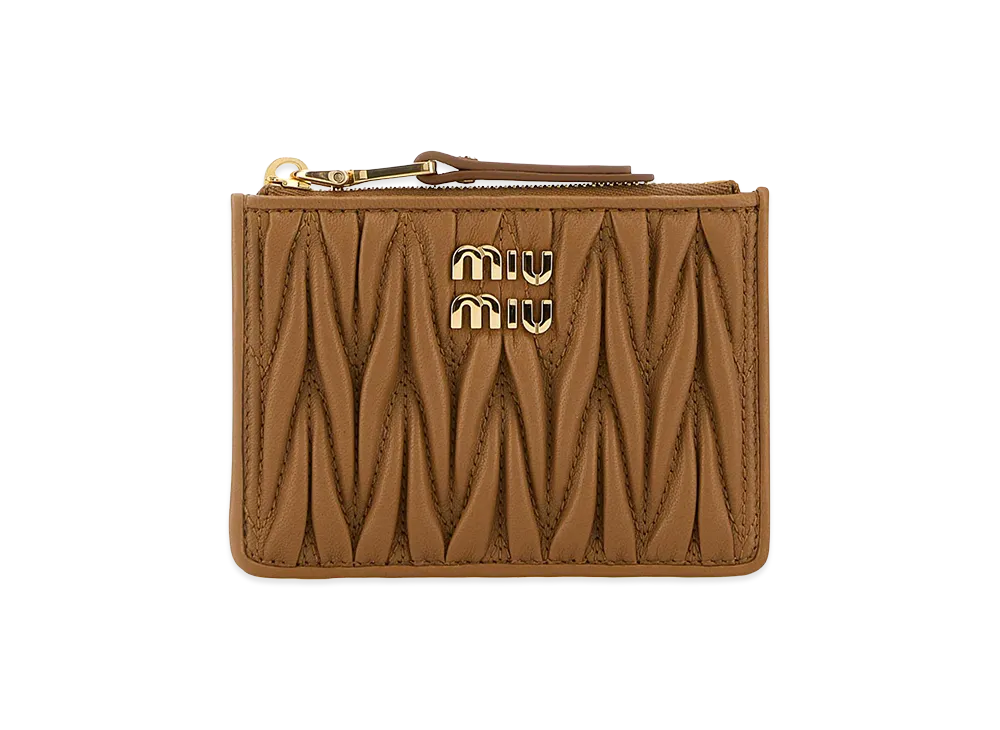 MIU MIU Women's Caramel Nappa Leather Card Holder "Camel"