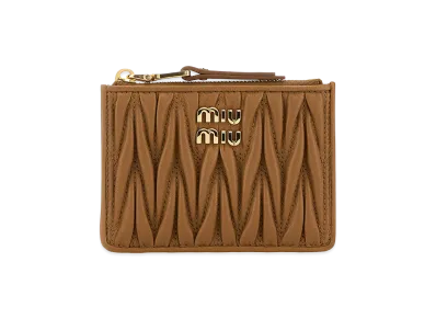 MIU MIU Women's Caramel Nappa Leather Card Holder "Camel"