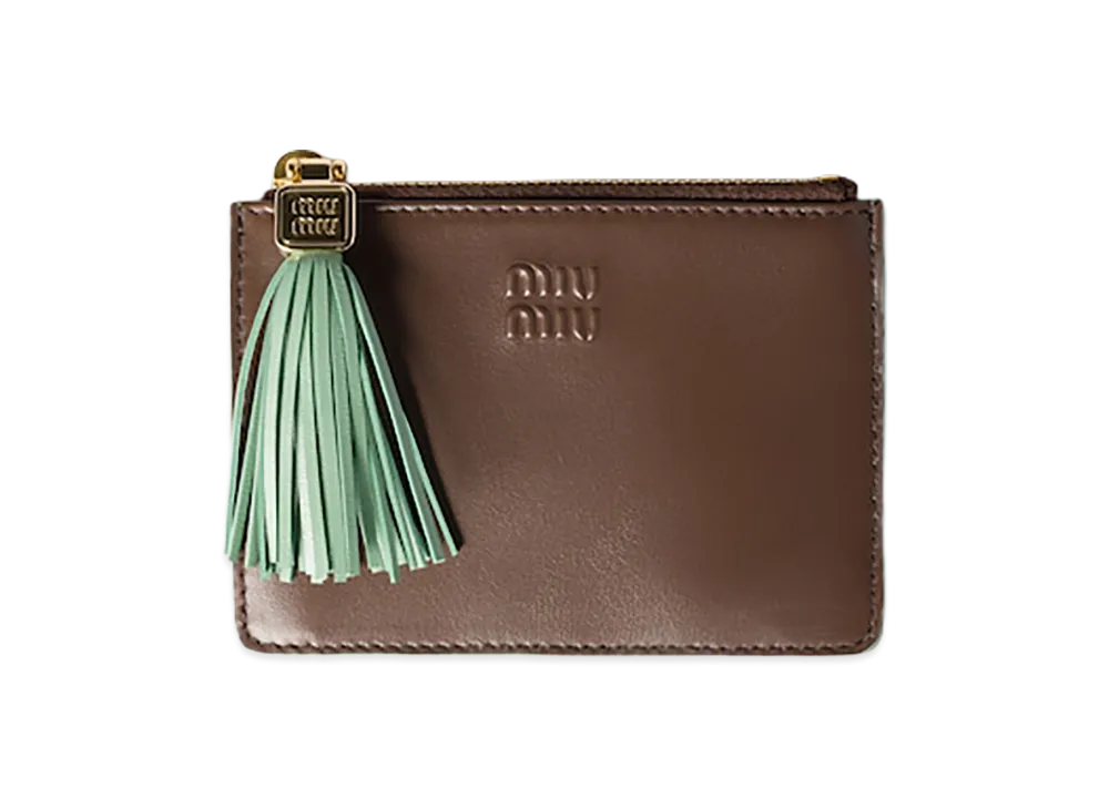 MIU MIU Leather Card Holder "Burnt/Aquamarine"