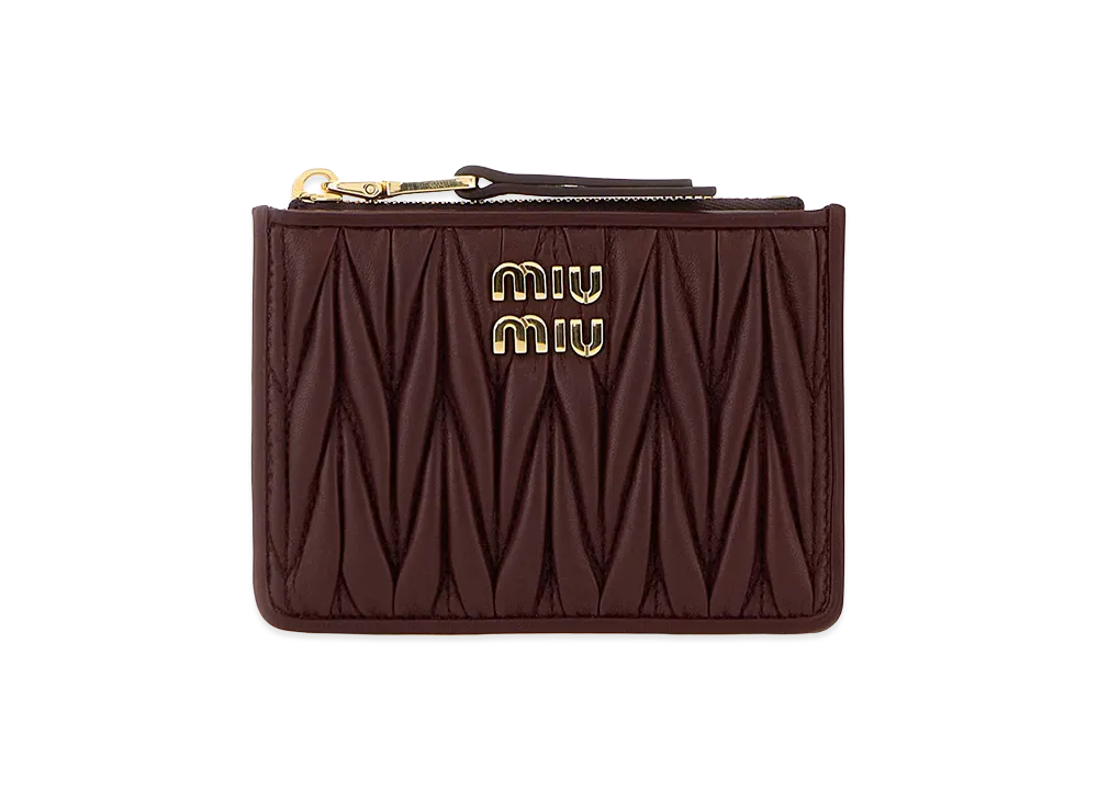 MIU MIU Women's Nappa Leather Card Holder "Burgundy"