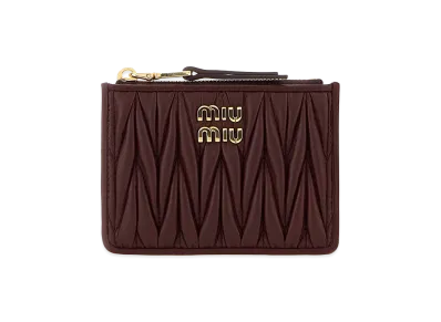 MIU MIU Women's Nappa Leather Card Holder "Burgundy"