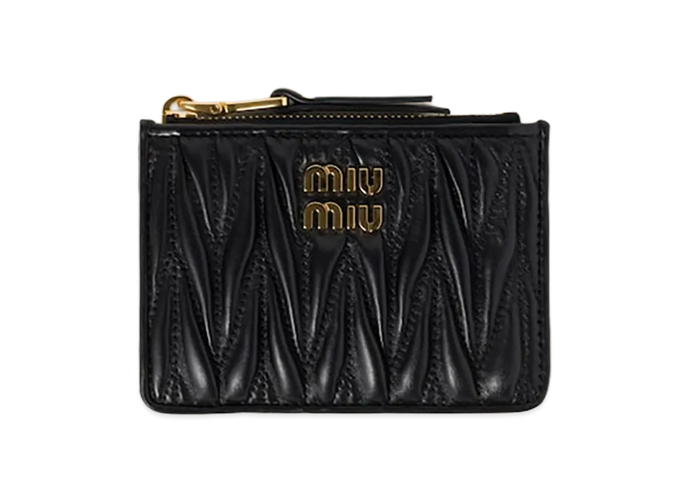 MIU MIU Matelasse Nappa Leather Card Holder "Black"