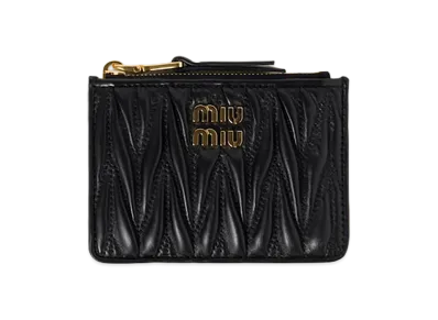 MIU MIU Matelasse Nappa Leather Card Holder "Black"