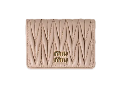 MIU MIU Matelasse Leather Card Case "Pink Beige"