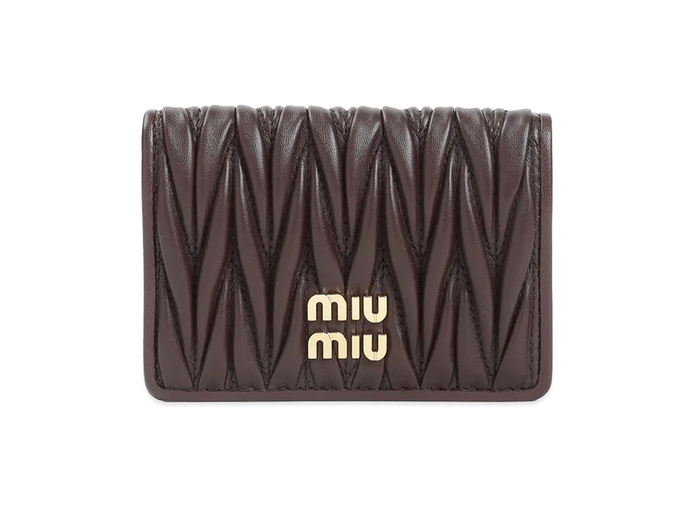 MIU MIU Women's Lamb Leather Card Case "Brown"