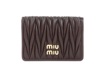 MIU MIU Women's Lamb Leather Card Case "Brown"