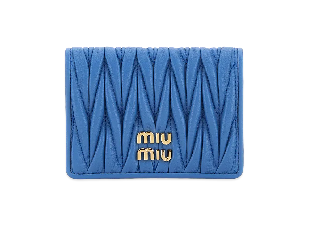 MIU MIU Women's Nappa Leather Card Holder "Cerulean Blue"