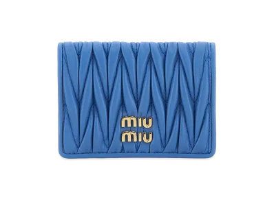 MIU MIU Women's Nappa Leather Card Holder "Cerulean Blue"