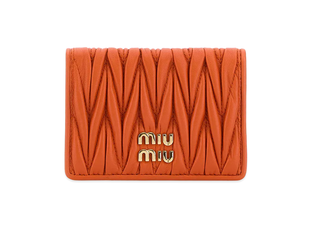 MIU MIU Women's Nappa Leather Card Holder "Orange"