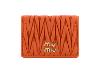MIU MIU Women's Nappa Leather Card Holder "Orange"