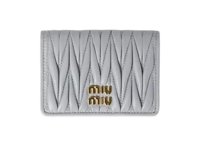 MIU MIU Matelasse Leather Card Case "Pearl Gray"