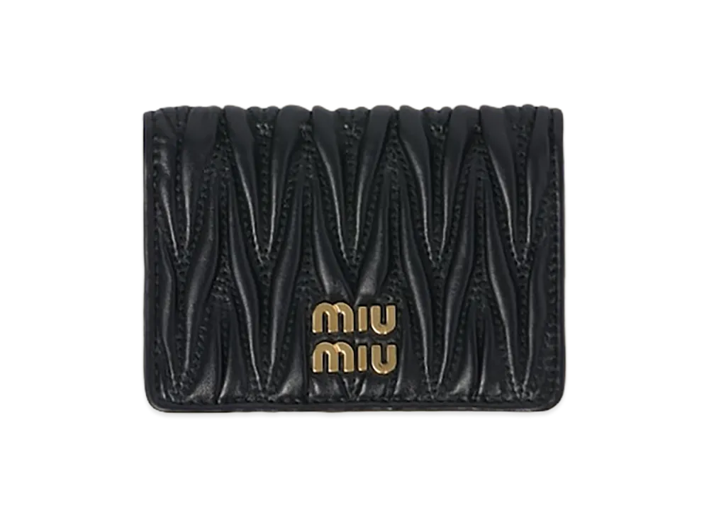 MIU MIU Matelasse Leather Card Case "Black"