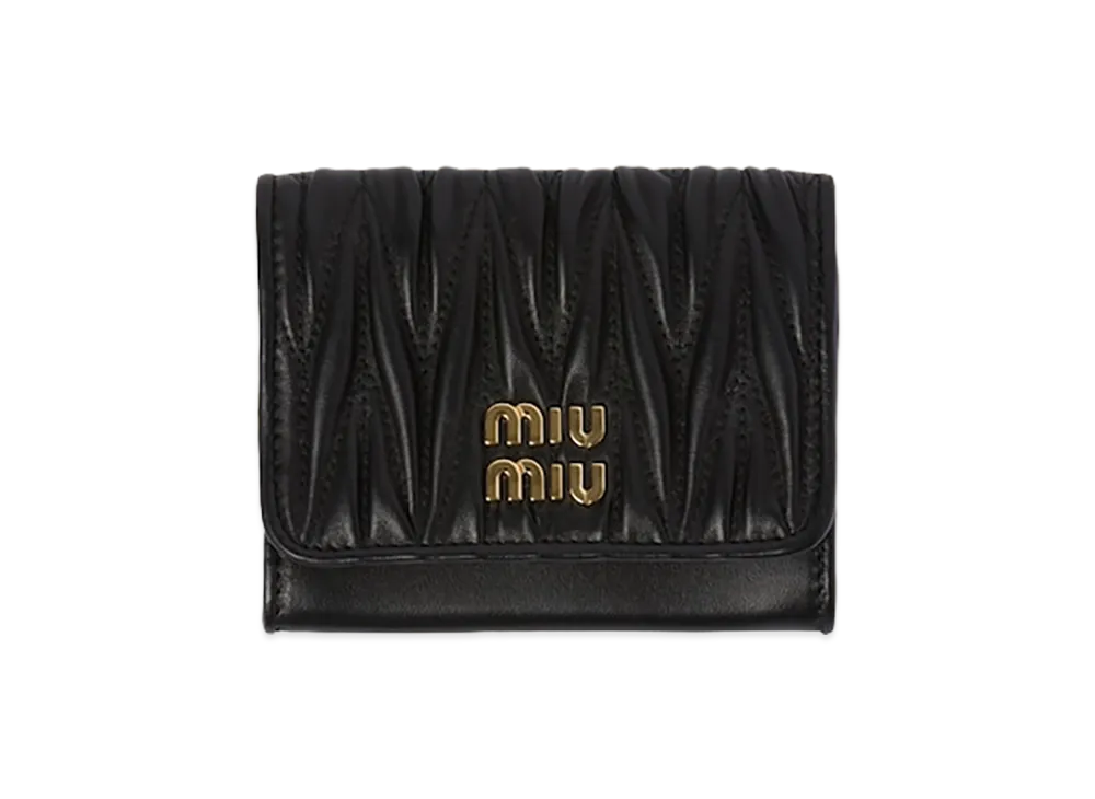 MIU MIU Matelasse Nappa Leather Card Holder "Black"