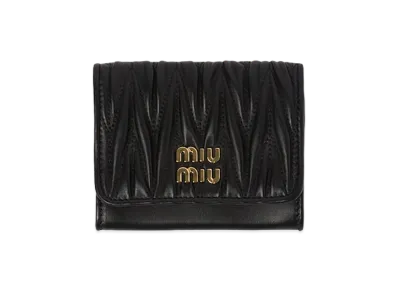 MIU MIU Matelasse Nappa Leather Card Holder "Black"