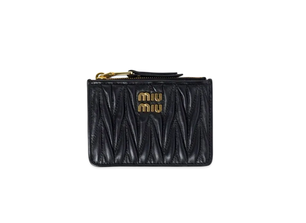 MIUMIU Matelasse Nappa Leather Card Holder "Black"