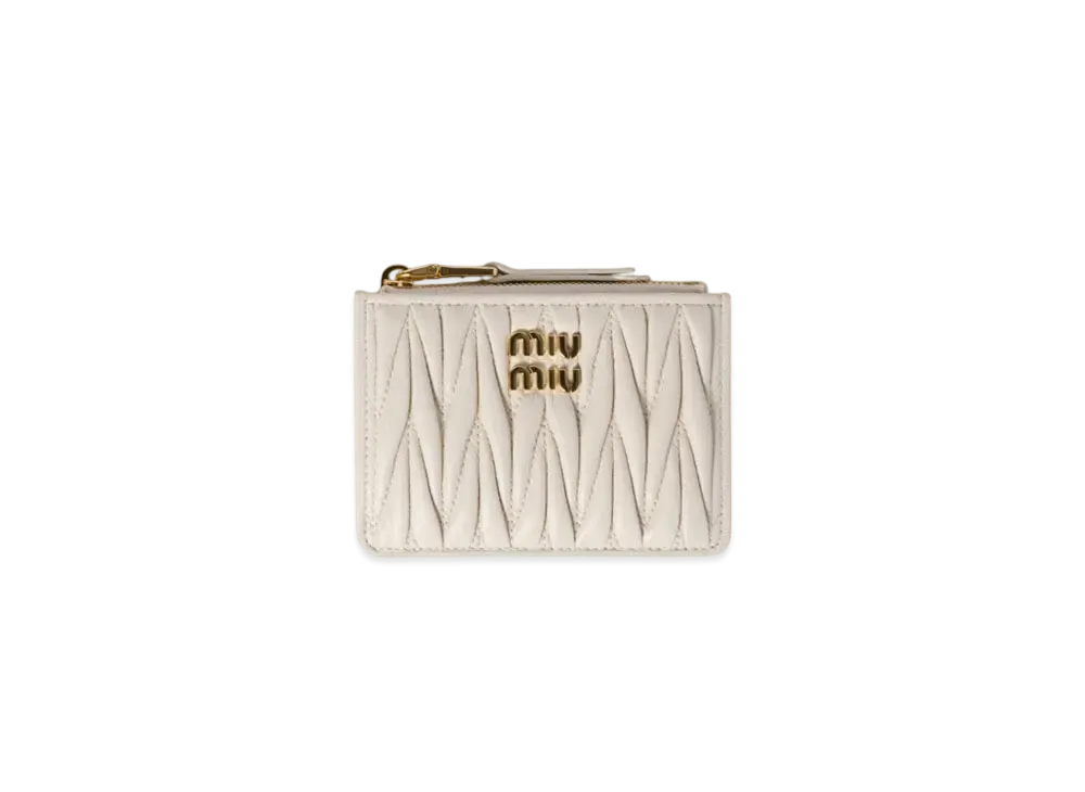 MIUMIU Matelasse Nappa Leather Card Holder "White"
