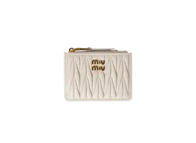 MIUMIU Matelasse Nappa Leather Card Holder "White"