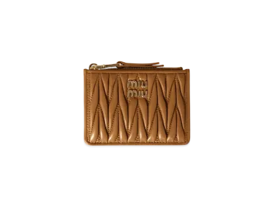 MIUMIU Matelasse Nappa Leather Card Holder "Camel"