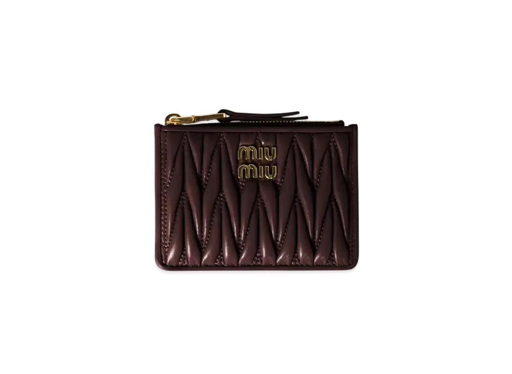 MIUMIU Matelasse Nappa Leather Card Holder "Brown"