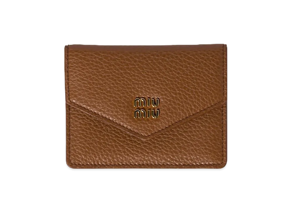 MIU MIU Leather Card Case "Cognac Brown"