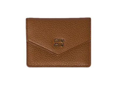 MIU MIU Leather Card Case "Cognac Brown"