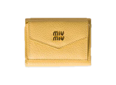 MIU MIU Vitello Daino Leather Wallet "Yellow"
