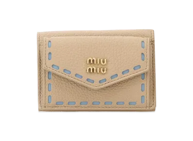 MIU MIU Women's Nappa Leather Quilted Wallet "Purple"