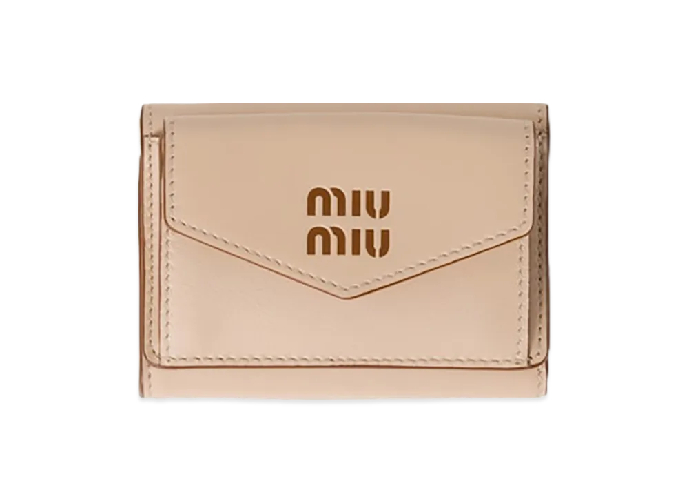 MIU MIU Leather Wallet "Cord Beige/Cognac Brown"