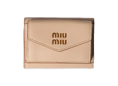 MIU MIU Leather Wallet "Cord Beige/Cognac Brown"