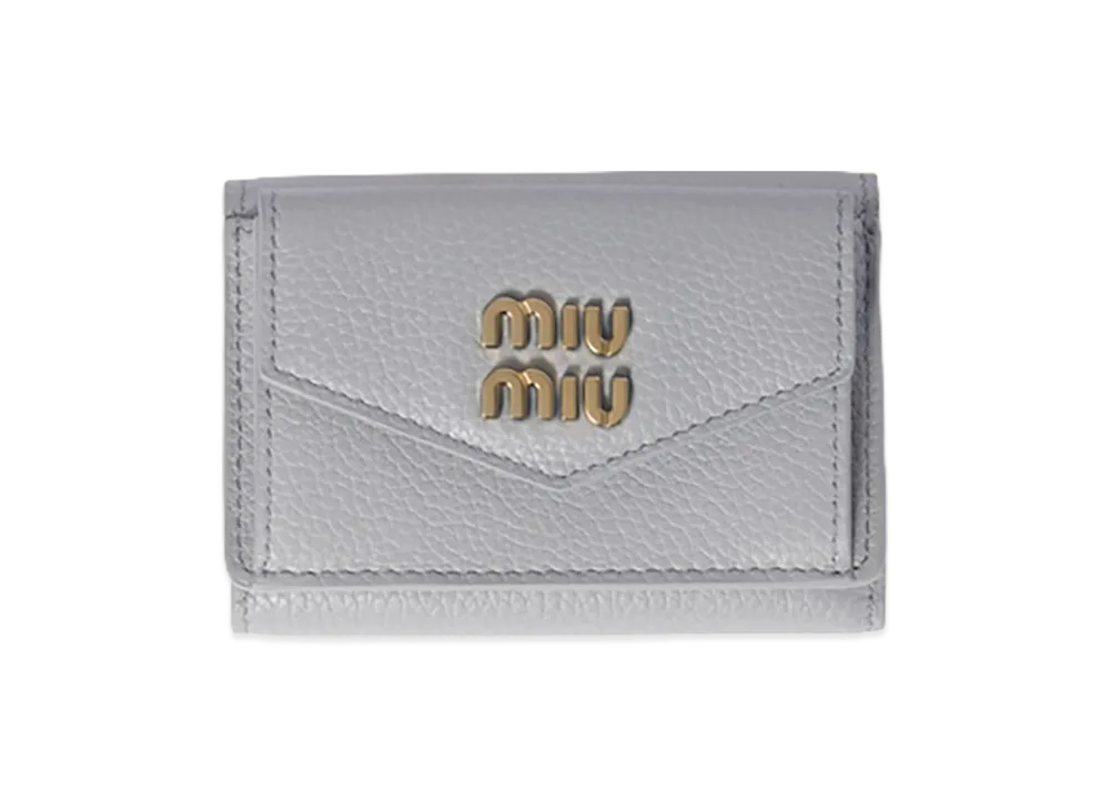 MIU MIU Vitello Daino Leather Wallet "Pearl Gray"