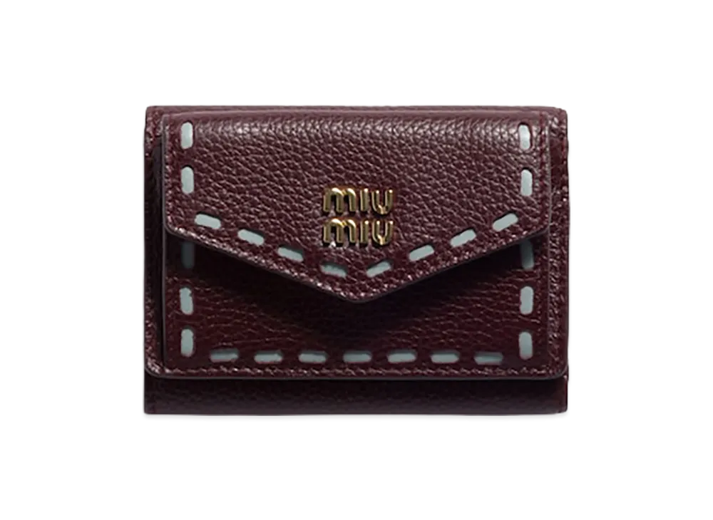 MIU MIU Leather Wallet "Burgundy/Lake Blue"