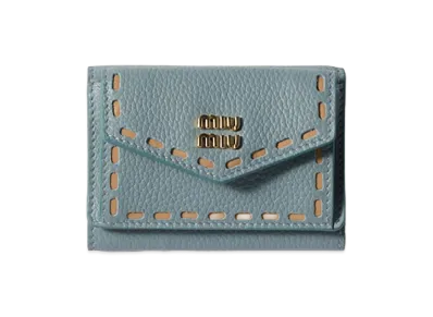 MIU MIU Leather Wallet "Lake Blue"