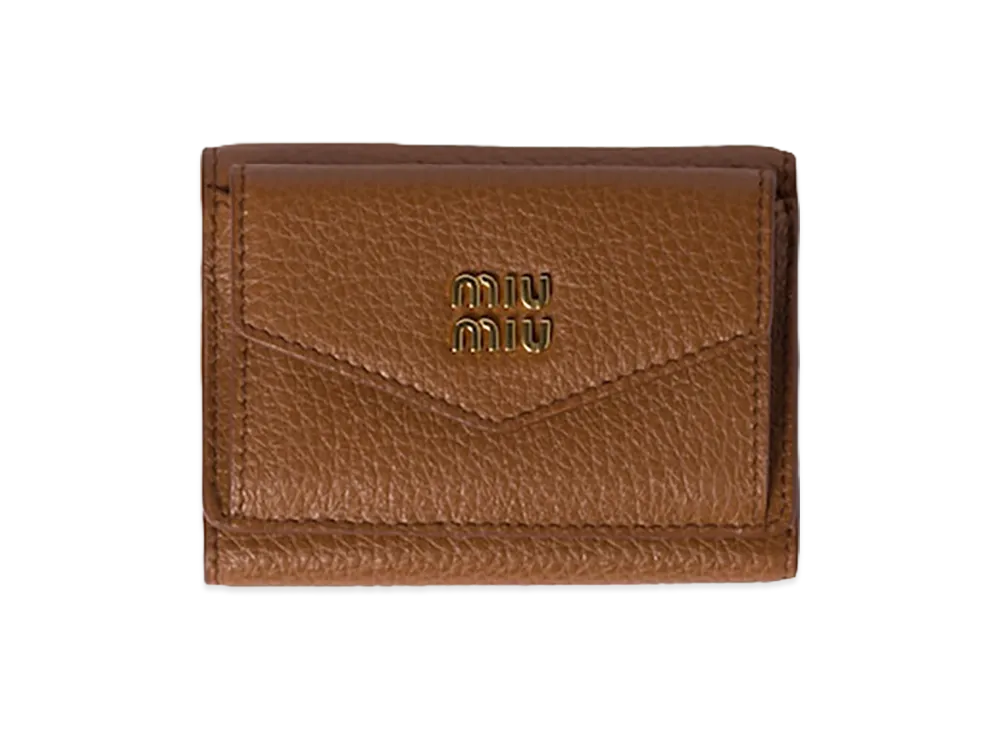 MIU MIU Vitello Daino Leather Wallet "Cognac Brown"