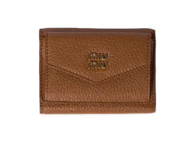 MIU MIU Vitello Daino Leather Wallet "Cognac Brown"