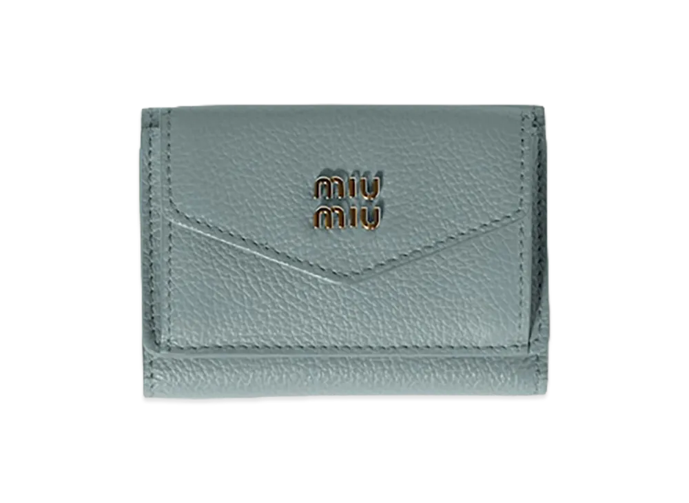 MIU MIU Vitello Daino Leather Wallet "Powder Blue"