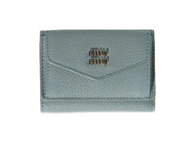 MIU MIU Vitello Daino Leather Wallet "Powder Blue"