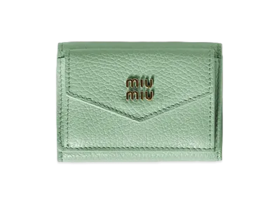 MIU MIU Vitello Daino Leather Wallet "Aquamarine"