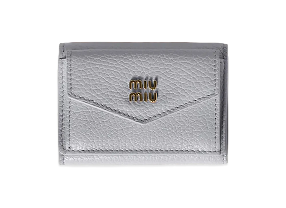 MIU MIU Vitello Daino Leather Wallet "Pearl Gray"