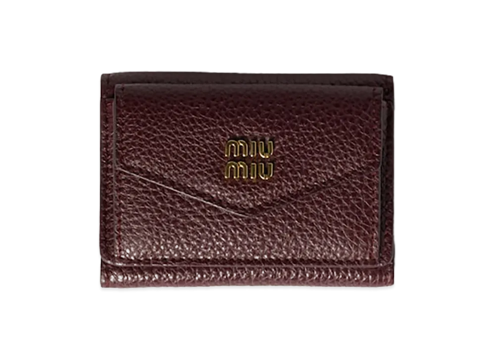 MIU MIU Vitello Daino Leather Wallet "Burgundy"
