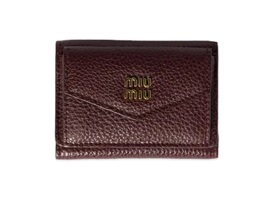 MIU MIU Vitello Daino Leather Wallet "Burgundy"