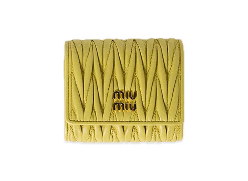 MIU MIU Matelasse Leather Wallet "Citron Yellow"